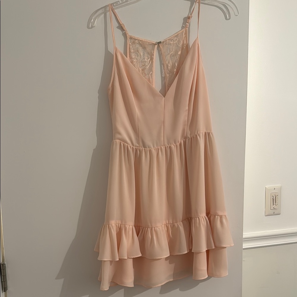 Elegant Peach Pink Sleeveless Dress